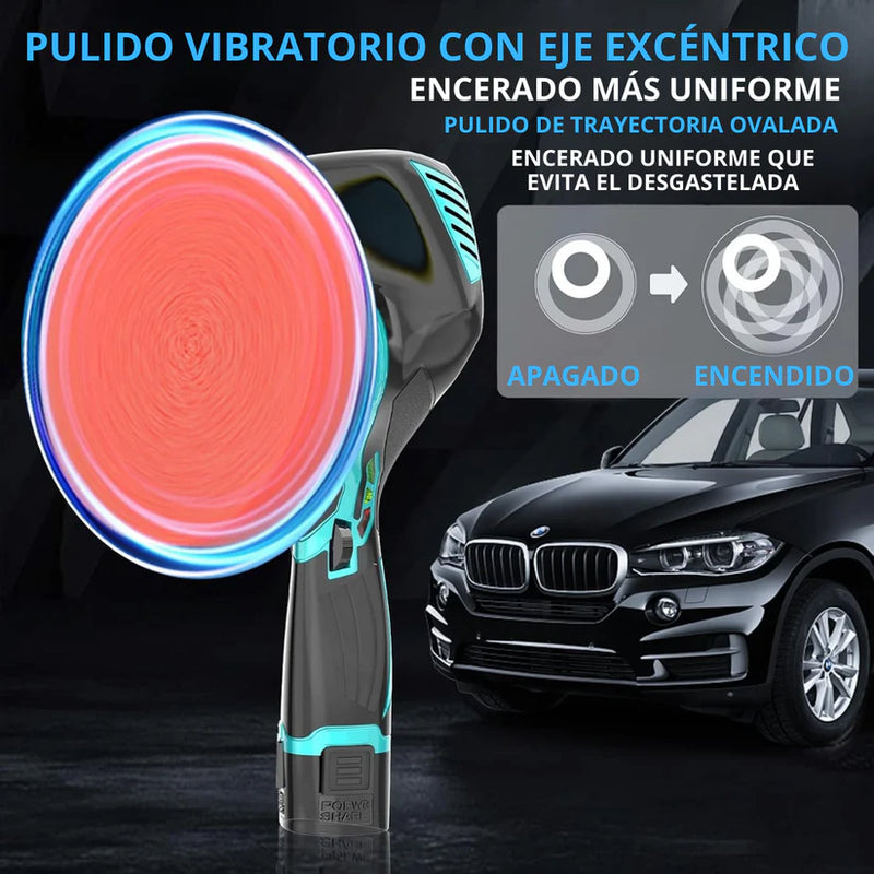 Pulidora de Coche Inalámbrica 12V – Kit Completo con 6 Velocidades, 2 Batería Litio y Accesorios